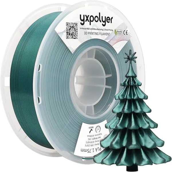 YXPOLYER YXPOLYER PLA Filament Premium 2-Color Silk PLA 3D Printer Filament 1kg, Dual Color Black and Green Dual-Color Printing