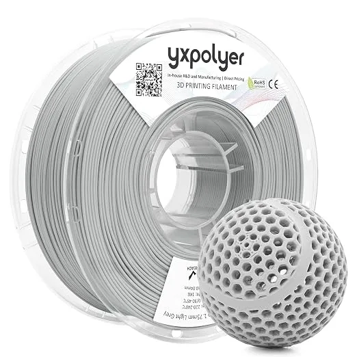 YXPOLYER YXPOLYER Flexible PLA Food-Grade 92A Soft PLA 3D Printer Filament 1KG for Printing Dog Chew Toys and Highly Elastic Bouncy Airless Basketball Pet Ball, Light Grey