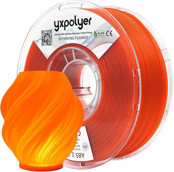 YXPOLYER YXPOLYER ABS Filament Low Odor ABS+ 3D Printing Transparent Orange 1kg