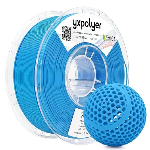 YXPOLYER YXPOLYER Flexible PLA Food-Grade Soft PLA 92A 3D Printing Filament 1KG Blue for Bouncy Airless Basketball, Safe Dog Chew Toy, Interactive Pet Ball