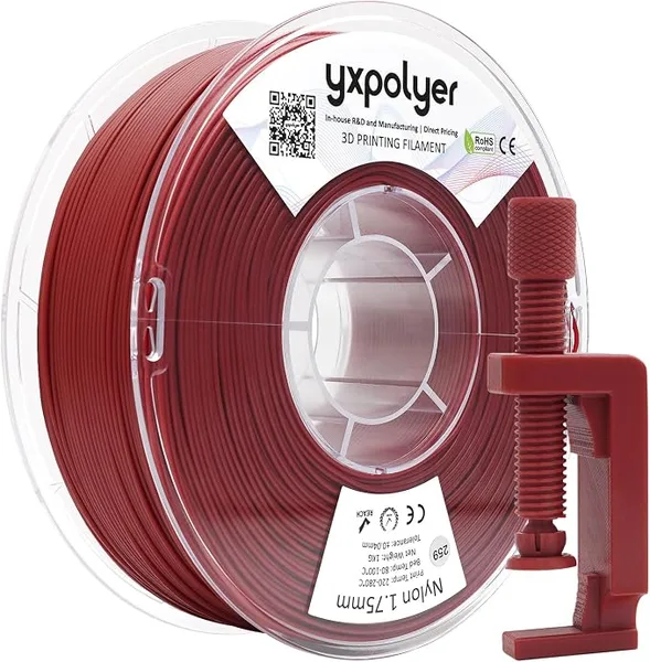 YXPOLYER YXPOLYER Nylon Filament PA6 Red Easy PA 3D Printing Filament 1kg | Easy to Print, AMS Compatible Spool, Engineering-grade, Low Warp, FDM Printers, Pre-dried, High Speed Low Temp Printing