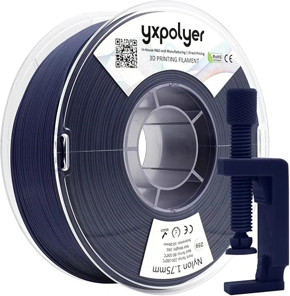 YXPOLYER YXPOLYER Nylon Filament PA6 Blue Easy PA 3D Printing Filament 1kg | Easy to Print, AMS Compatible Spool, Engineering-grade, Low Warp, FDM Printers, Pre-dried, High Speed Low Temp Printing