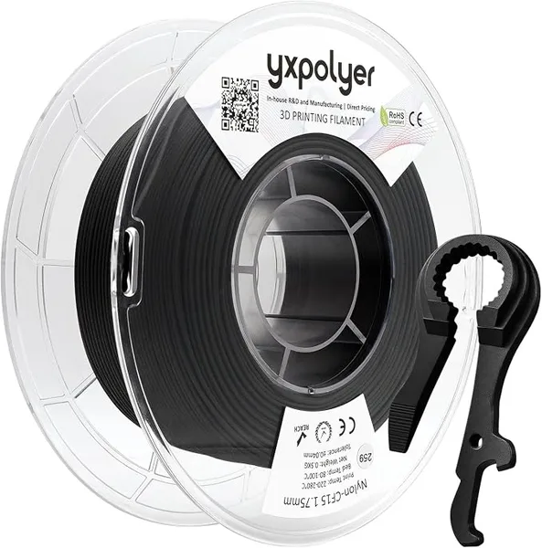 YXPOLYER YXPOLYER Carbon Fiber Nylon Filament 3D Printer Filament PA6-CF Filament 500g with AMS-Compatible Spool, PA6 CF 3D Printing Filament