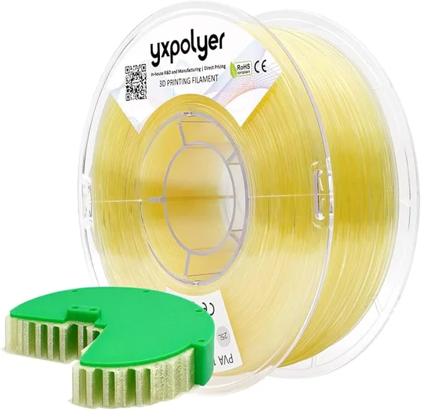 YXPOLYER YXPOLYER PVA Filament 1kg Support Material for PLA, PETG, ABS, Fast Water Soluable in 6 Hours, AMS-Compatible Spool