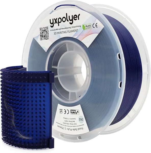 YXPOLYER PLA Filament PLA Plus Food-Grade 1kg Food Safe AMS-Compatible 3D Printing Filament Odor-Free and Safe PLA+ 3D Printer Filament, Indigo Blue