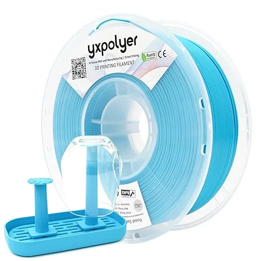 YXPOLYER PLA Plus Filament, Aqua Blue, SGS-Tested FDA-Compliant Food-Contact PLA Material, AMS-Compatible, Low Odor, Tougher Than Standard PLA, High-Speed 3D Printer Filament, 1kg Spool
