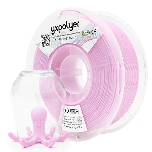 YXPOLYER YXPOLYER PLA Filament PLA Plus Food-Grade 1kg, Food Safe AMS-Compatible 3D Printing Filament Odor-Free for Home Use 3D Printer, Sakura Pink