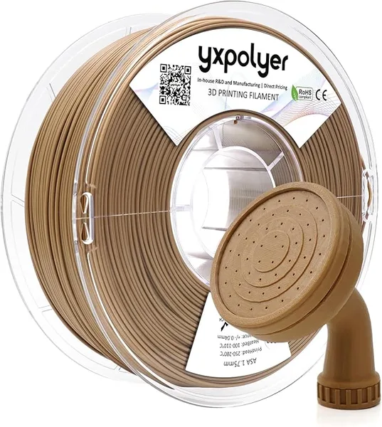 YXPOLYER ASA Filament, Brown Beige, UV Resistant Weather Resistant 3D Printer Filament, Heat Resistant up to 96°C, Low Odor, Strong Layer Adhesion for Outdoor Functional Parts, 1kg Spool
