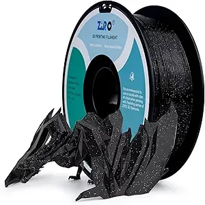 ZIRO ZIRO Glitter PLA Filament, Sparkle Translucent 3D Printer Filament, Twinkle Series 2.2lbs Pure Color Spool, Neatly Wound, Fit Most FDM 3D Printers, Twinkling Black
