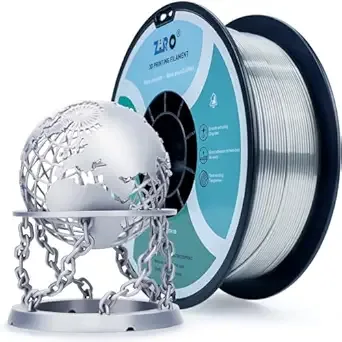 ZIRO ZIRO PLA 3D Printer Filament, Metallic Glossy Pure Color PLA Filament, Shiny Shine Printing Material 1KG/2.2lbs Spool, Silky Silver