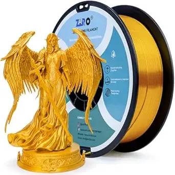 ZIRO ZIRO PLA Filament, Shining Red 3D Printer Filament Silky, Silk 3D Printing Material, Dimensional Accuracy +/-, Fit Most FDM Printers and Pens, Glossy 1KG Spool, Gold