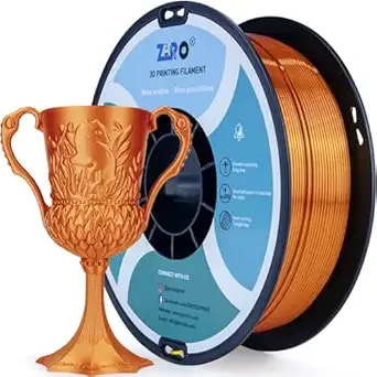 ZIRO ZIRO PLA 3D Printer Filament, Metallic Glossy Pure Color PLA Filament, Shiny Shine Printing Material 2.2lb Spool, Fit Most Printers Pens, Silky Red Copper