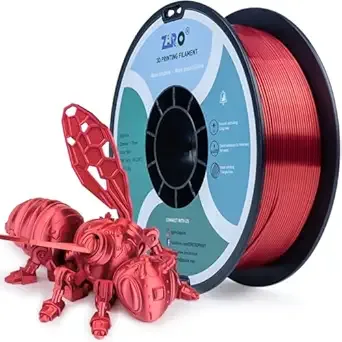 ZIRO ZIRO PLA Filament, Shining Red 3D Printer Filament Silky, Silk 3D Printing Material, Dimensional Accuracy +/-, Fit Most FDM Printers and Pens, Metal Metallic Glossy 1KG Spool