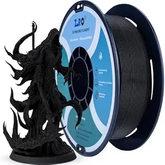 ZIRO ZIRO Matte PLA Filament, Pure Color No-Shine 3D Printer Filament, High Toughness 3D Printing Material, Black(Matte)