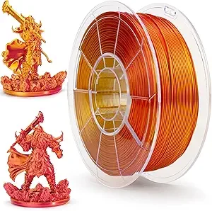 ZIRO ZIRO Dual Color PLA Filament, Silk Coextrusion 3D Printer Filament, Fit for Most 3D Printers Pen, Shine Multicolor PLA Material,1KG Spool, Red and Gold (Silky)