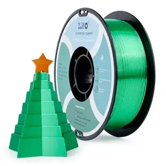 ZIRO ZIRO 3D Printer Filament, Silky PLA Filament, Shining Silk 3D Printing Material, Fit Most Printers, Metal Glossy 1KG/2.2lb Spool, Christmas Green