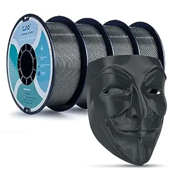 ZIRO ZIRO 3D Printer Filament 4KG, PLA Filament 4 Pack x 1kg, Dimensional Accuracy +/-, Fits Most FDM 3D Printers, 2.2lbs x 4 Spool, Dark Gray