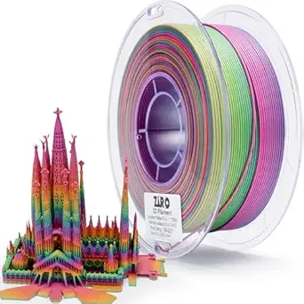 ZIRO ZIRO 3D Printer Filament PLA, Fast Color Changing Filament(Matte), Color Change by Length PLA, Fit Most FDM 3D Printers, Matte Finish 1KG/ 2.2lbs Spool, Rainbow Blaze