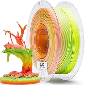 ZIRO ZIRO 3D Printer Filament, Faster Color Change Filament, Color Gradient Material, No-Shine Rainbow PLA, Dimensional Accuracy +/-, Fit Most FDM Printer 1KG Spool, Tropical (Matte)