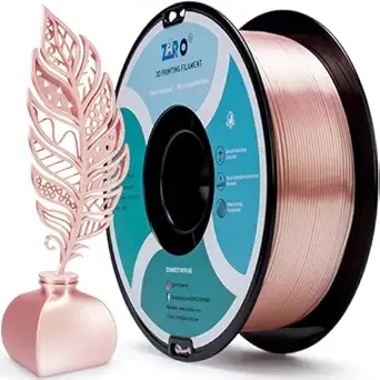 ZIRO ZIRO Silk PLA Filament 3D Printing Filament Shiny, Glossy PLA for 3D Printing, Fit Most FDM Printers 1KG Metal-Like Surface Rich Color Spool, Silky Rose Gold