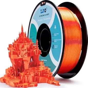 ZIRO ZIRO 3D Printer Filament, Shine PLA Filament, Glossy 3D Printing Material, Fit Most FDM Printers 1KG Metalic Surface Bright Color Spool, Dimensional Accuracy +/-, Silky Orange