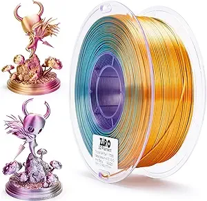 ZIRO ZIRO Silk 3-in-1 Color Change PLA, Magic Shine Discoloration Rainbow Filament, Triple Color Coextrusion Chrome 3D Filament, Fit Most 3D Printers, 2.2lbs Spool, Metal Blossom(Silky)
