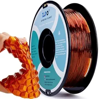 ZIRO ZIRO 3D Printer Filament, Flexible TPU Filament, Soft Shore 95A Hardness, Fit for Most FDM 3D Printers, Colorful 3D Printing Material, 0.8KG/1.8lbs Spool, Translucent Caramel (TPU)