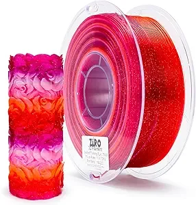 ZIRO ZIRO 3D Printer Filament, Fast Color Change with Twinkle Effect PLA, Gradient Translucent PLA, Sparkling Multicolor 3D Material, 1KG/2.2lb Spool, Flower Series, Rose