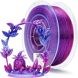 ZIRO ZIRO 3D Printer Filament, Fast Color Change with Twinkle Effect PLA, Gradient Translucent PLA, Sparkling Multi-Colored 3D Material, Fit Most 3D Printers, 1KG Spool, Flower Series,Lavender