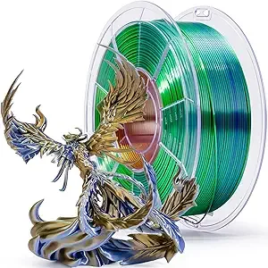 ZIRO ZIRO Silk 3-in-1 Color Change PLA Filament, Magic Discoloration Multicolors Glossy Filament, Different Color Coextrusion Chrome 3D Filament, Fit Most 3D Printers,1kg Spool,Golden Oasis(Silky)