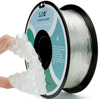 ZIRO ZIRO 3D Printer Filament, Flexible Filament, Soft Shore 95A Hardness TPU, Fit for Most FDM Printers, Clear 3D Printing Material, 0.8KG/1.8lbs Spool, Transparent (TPU)