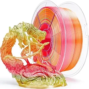 ZIRO ZIRO 3D Printer Filament, Fast Color Gradient Shiny PLA, Glossy Color Change by Length PLA, Fit Most FDM Printers, Dimensional Accuracy +/-, 2.2lbs Spool, Vital Heat (Silk)