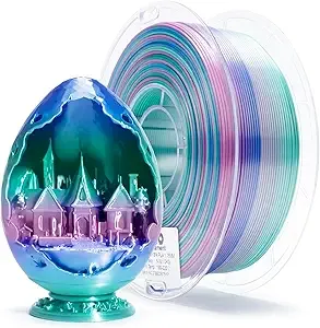 ZIRO ZIRO Fast Color Change PLA Color Gradient Filament, Glossy Rainbow PLA Filaments, Fit Most 3D Printer Pen, Shiny Surface 1KG/2.2lbs Spool, Aqua Sky (Silk)