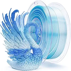 ZIRO ZIRO 3D Printing Filament, Shiny Fast Color Gradient PlA, Glossy Color Change by Length PLA, Fit Most FDM Printers, Dimensional Accuracy +/-, 2.2lbs Spool, Ice Blue (Silk)