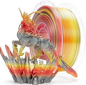 ZIRO ZIRO Fast Color Changing PLA Filament Color Gradient Shine Material, Glossy Rainbow PLA Filaments, Fit Most 3D Printer Pen, Shiny Surface 1KG Spool, Chroma Ribbon (Silk)