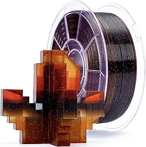 ZIRO ZIRO 3D Printer Filament, Fast Color Change with Twinkle Effect PLA Gradient Translucent PLA, Sparkling Multicolor 3D Material, 1KG/2.2lb Spool, Amber
