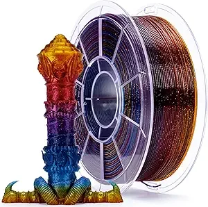ZIRO ZIRO 3D Printer Filament, Fast Color Change with Twinkle Effect PLA Gradient Translucent PLA, Sparkling Multi-Colored 3D Material, Fit Most Printers Pens, 1KG Spool, Gemstone Mix