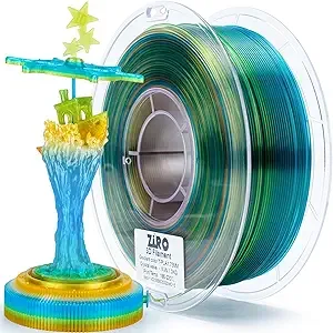 ZIRO ZIRO Translucent Fast Color Changing PLA, Rainbow Multicolor Filament, 3D Printing Material, Semi-Transparent 2.2lbs Spool, Fit Most 3D Printers, Crystal Wave
