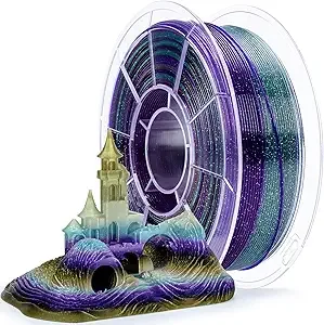 ZIRO ZIRO PLA Filament, Fast Color Changing Twinkling PLA, Sparkle Glitter with Colorful Transluent Base, 3D Printing Material, 2.2lbs Spool, Fit Most FDM Printers, Luxury Nightfall