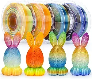 ZIRO ZIRO Fast Color Changing PLA Bundle, Transluent Multicolor Filament, 3D Printing Material, Crystal Series 1kg x 4 Spool, Dimensional Accuracy +/-, Fit Most 3D Printers, 4 Pack