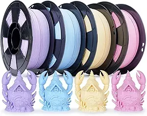 ZIRO ZIRO 3D Printer Filament Bundle, Matte PLA Filament, Pastel Colors PLA Series 4 Pack, 3D Printing Material, Fit Most FDM Printers 2.2lbs x 4 Spool, Purple, Pink, Blue, Skin