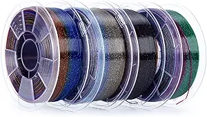 ZIRO ZIRO 3D Printer Filament Bundle, 4 Packs Fast Color Change with Twinkle Effect PLA, Gradient Translucent PLA, Sparkling Multicolor 3D Material, 1KG/2.2lb x 4 Spool