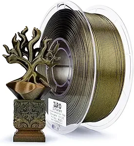 ZIRO ZIRO 3D Printer Filament, Slow Color Change with Twinkle Effect PLA, Gradient Rainbow PLA, Sparkling Multicolor 3D Material, 2.2lb Spool, Brass Sparkle