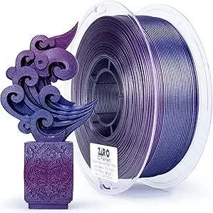 ZIRO ZIRO PLA Filament, Slow Color Changing PLA, Sparkle Glitter with Colorful Base, 3D Printing Material, 2.2lbs Spool, Fit Most FDM Printers, Lilac Sparkle