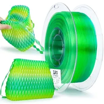 ZIRO ZIRO Fast Color Changing TPU Filament, Flexible 3D Printer Filament, Shore 95A Hardness TPU, Color Gradient Rainbow Spool, 3D Printing Material, 0.8kg Spool, Fit Most FDM Printers, Flex Lime