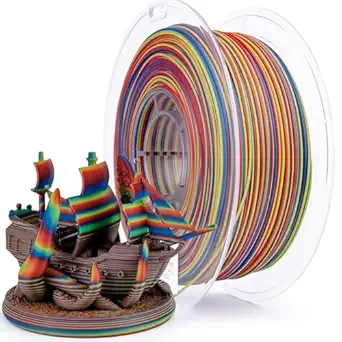ZIRO ZIRO Rapid Color Changing PLA, Matte Twist Effect Multi-Color Filament, Dyanmic Rainbow 3D Printer Filament, Fast Color Change Matte PLA Stripes Series, Fit Most 3D Printer,Carnival Stripes