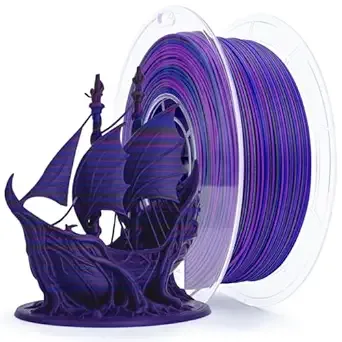 ZIRO ZIRO Rapid Color Changing PLA, Matte Twist Effect Multi-Color Filament, Dyanmic Rainbow 3D Printer Filament, Fast Color Change Matte PLA Stripes Series, Fit Most 3D Printer,1KG Indigo Stripes