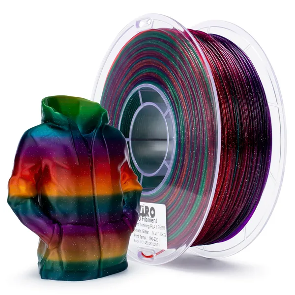 ZIRO ZIRO Fast Gradient Twinkling Translucent PLA Filament, Chromatic Glitter