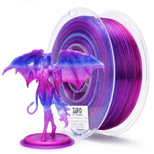 ZIRO ZIRO Fast Gradient Twinkling Translucent PLA Filament, Flower Series-Lavender