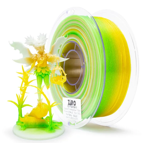 ZIRO ZIRO Fast Gradient Twinkling Translucent PLA Filament, Flower Series-White Lily
